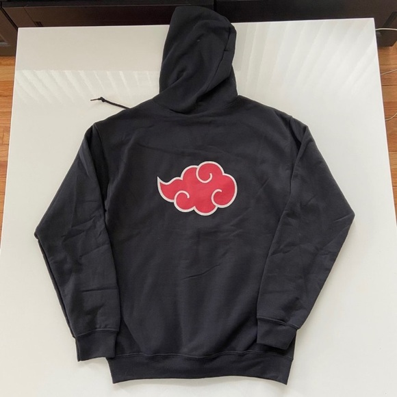 Vintage Naruto Shippuden Hoodie Mens Small Black Akatsuki Anime Zip Sweatshirt - Picture 1 of 6